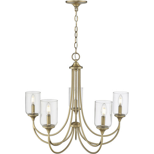 Waddingham 5 Light 27 inch Vintage Brass Chandelier Ceiling Light